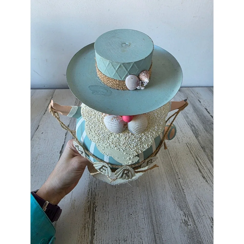 Metal Beach‎ Santa figurine nautical statue glitter shabby chic